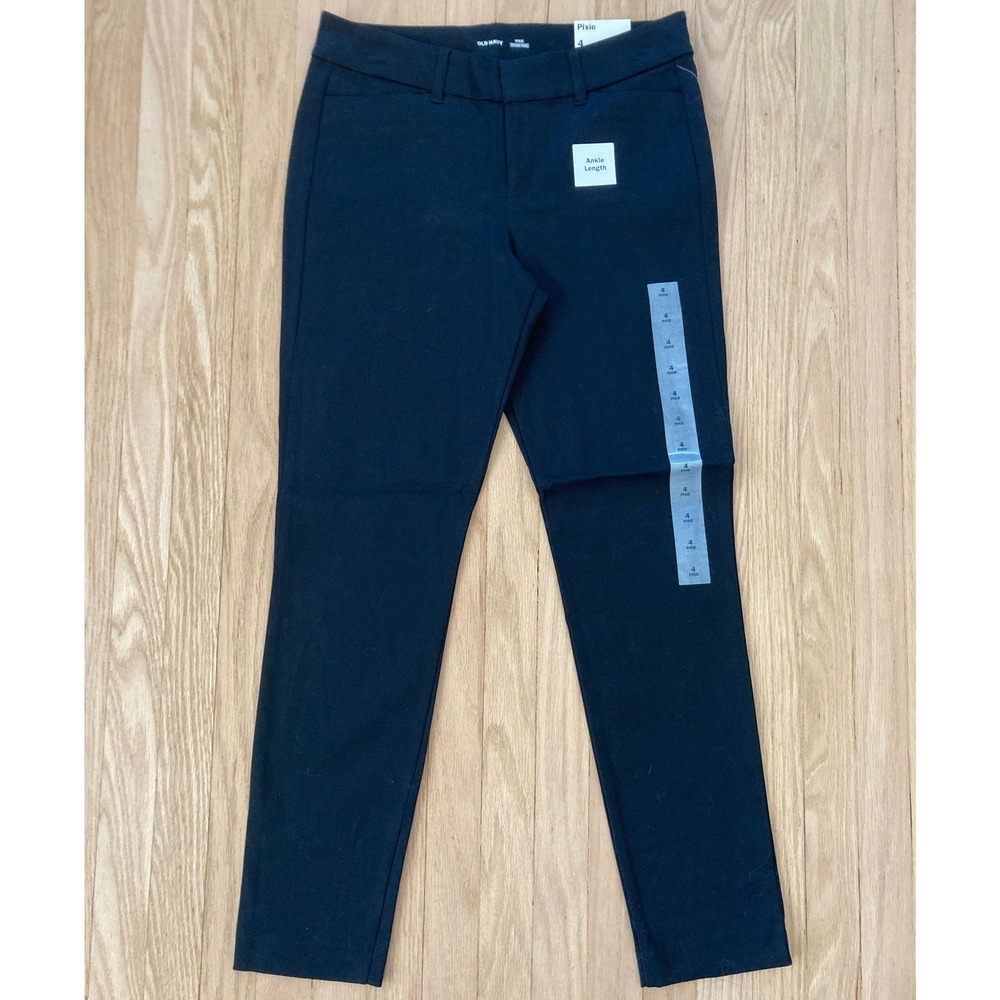 NWT Old Navy Sz 4 Pixie Ankle Chino Pants Black Sophisticated Classic Essentials